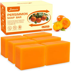 Joanssore front packaging showing six persimmon soap bars and benefits