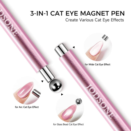 JODSONE 3-in-1 cylindrical magnet close-up for smooth cat eye streaks