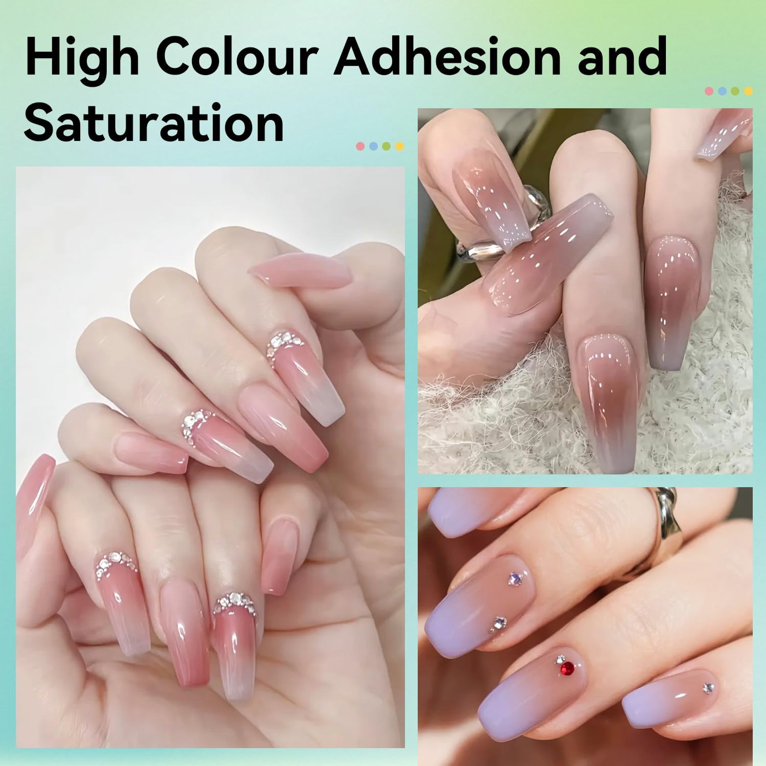 JODSONE airbrush application on nail builder showing smooth gradient benefit