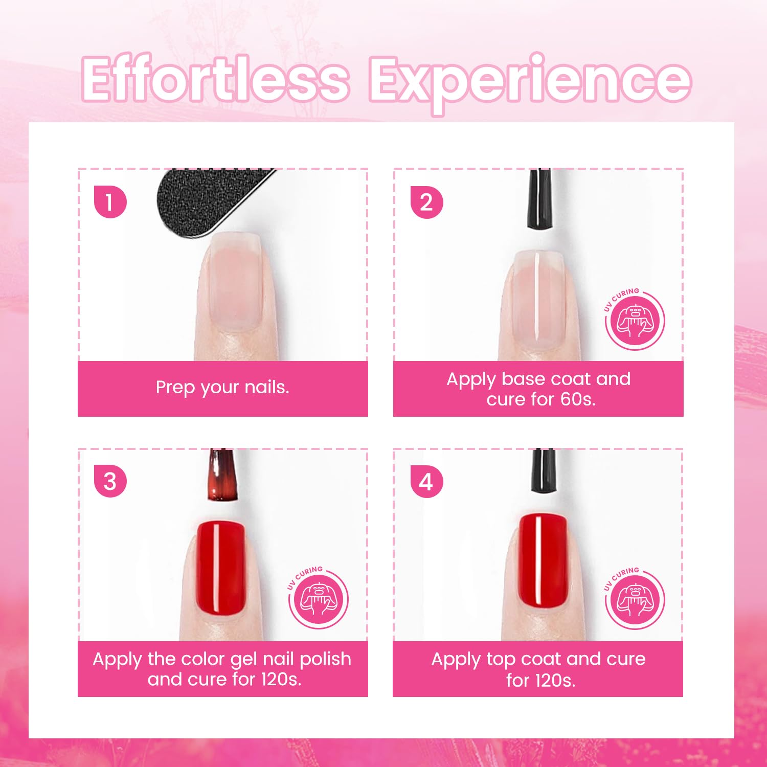 JODSONE close-up of gel polish being applied with brush for smooth coverage