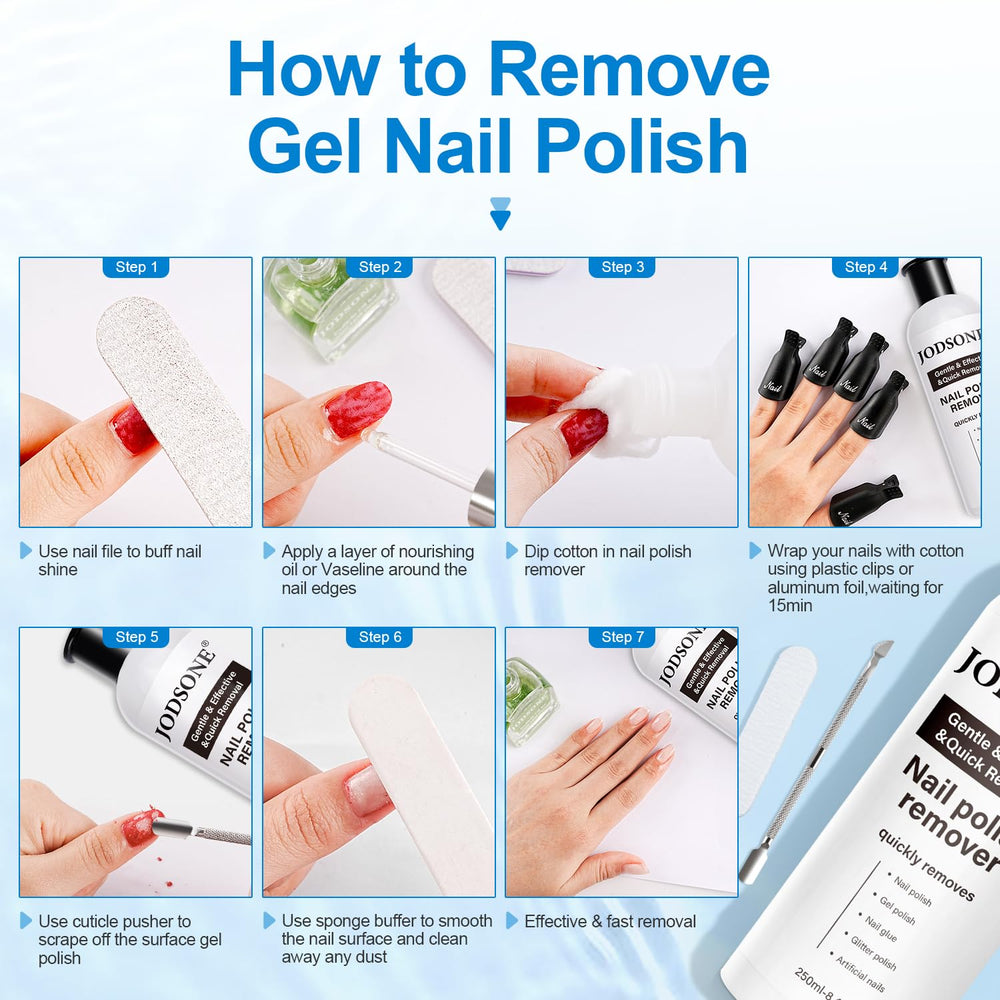 JODSONE before and after nails displaying effective removal and cleaner nail beds