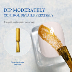 JODSONE cured nail finish with champagne gold waves and long-lasting shine