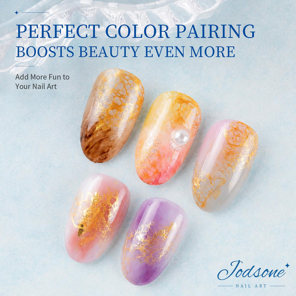 JODSONE blooming gel texture close-up revealing delicate lace-like diffusion