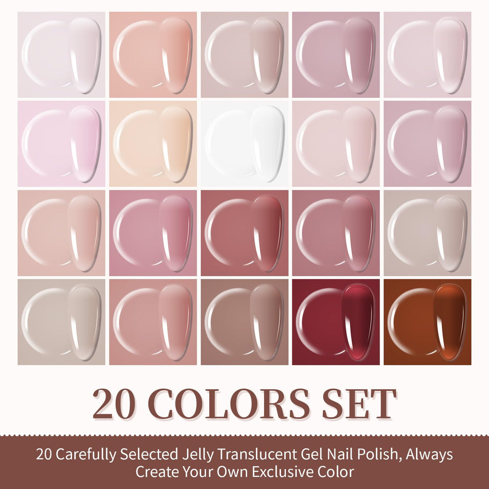 JODSONE color palette spread with twenty translucent jelly shades for mixable looks