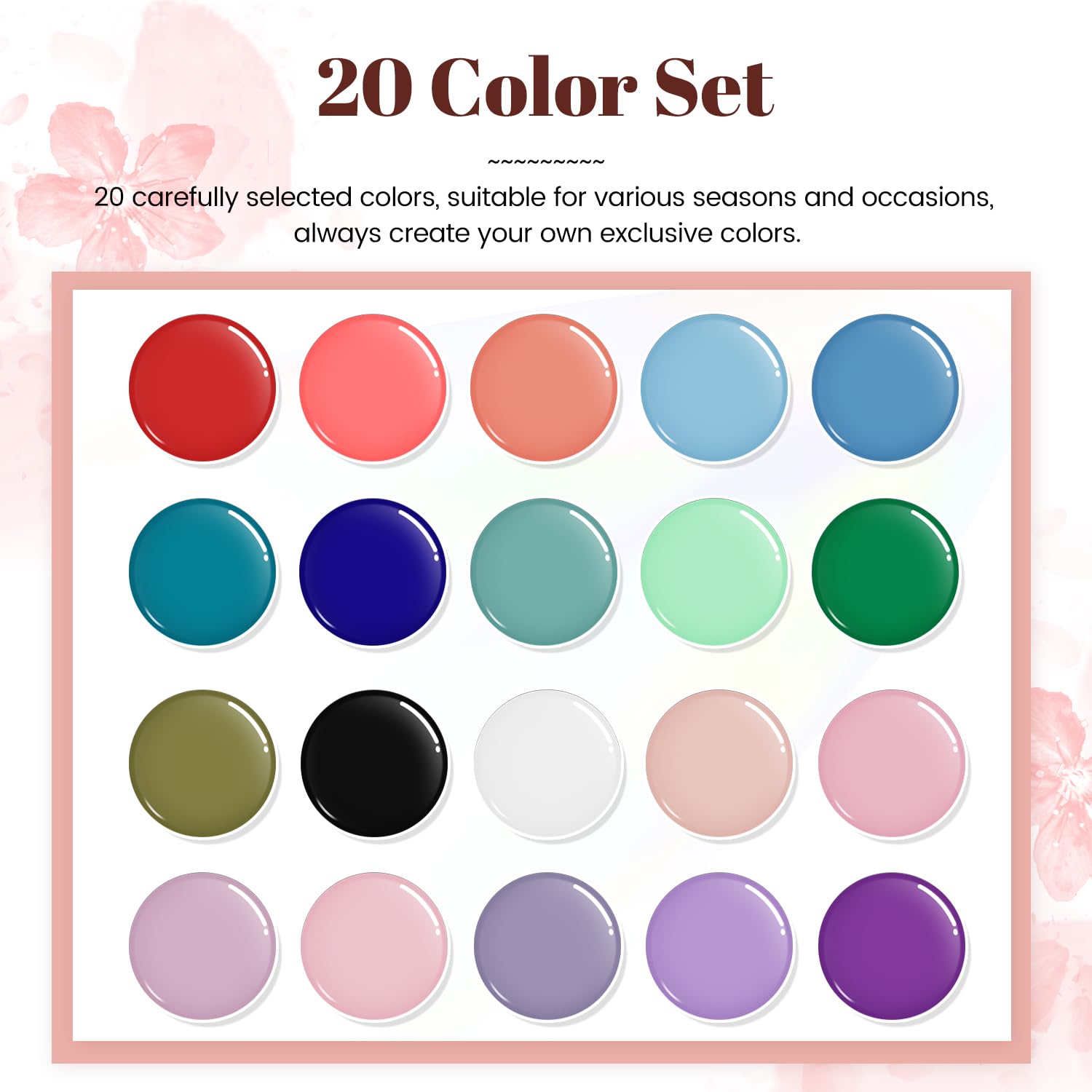 JODSONE color swatch fan displaying 20 shades for easy shade selection