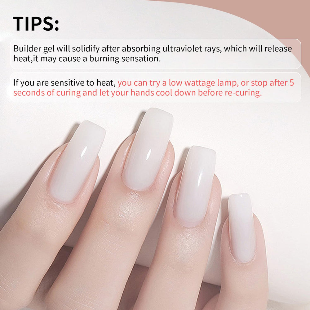 JODSONE color swatches on clear tips illustrating shade options and layering benefits
