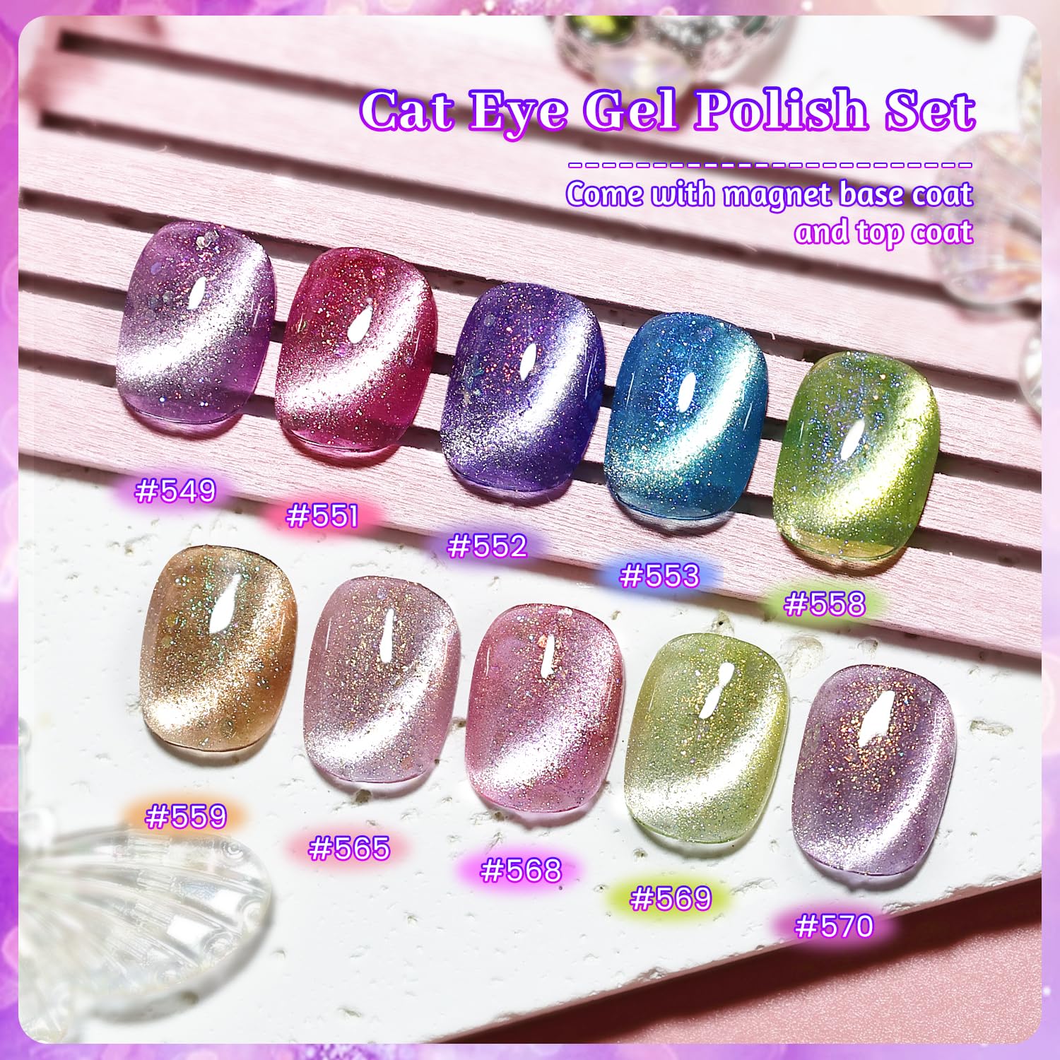 JODSONE color swatches fanned to display ten glitter shades for inspirational choices