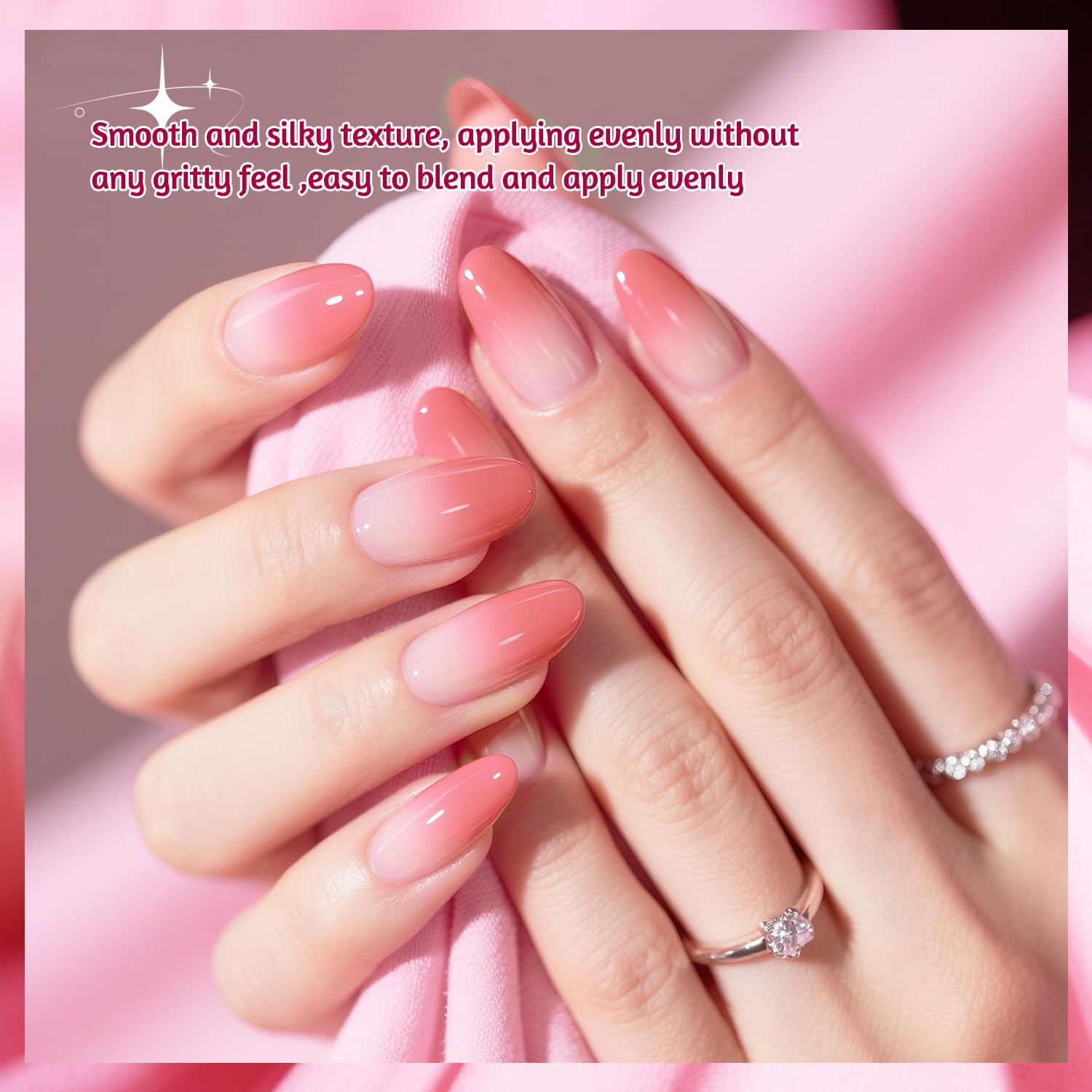 JODSONE finished ombre nail set demonstrating salon-quality blush effect