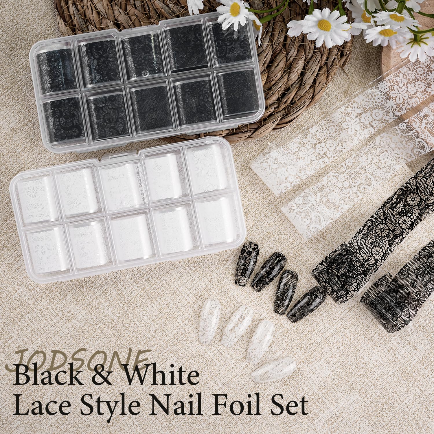 JODSONE foil rolls spread flat showing multiple designs for more styling options