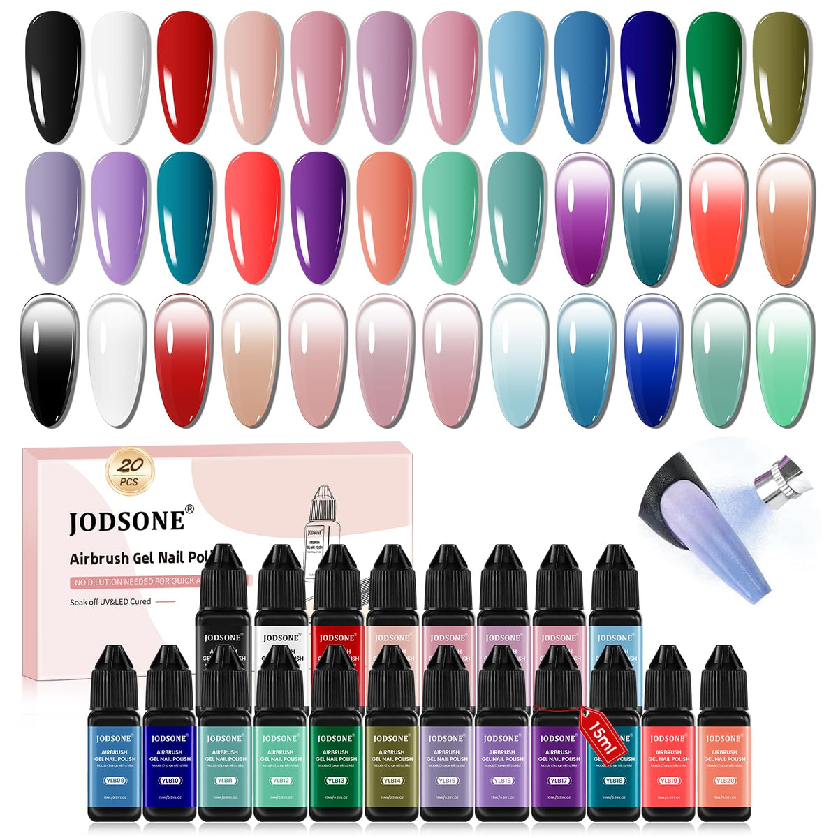 JODSONE front packaging showing 20 gel colors and variety benefit