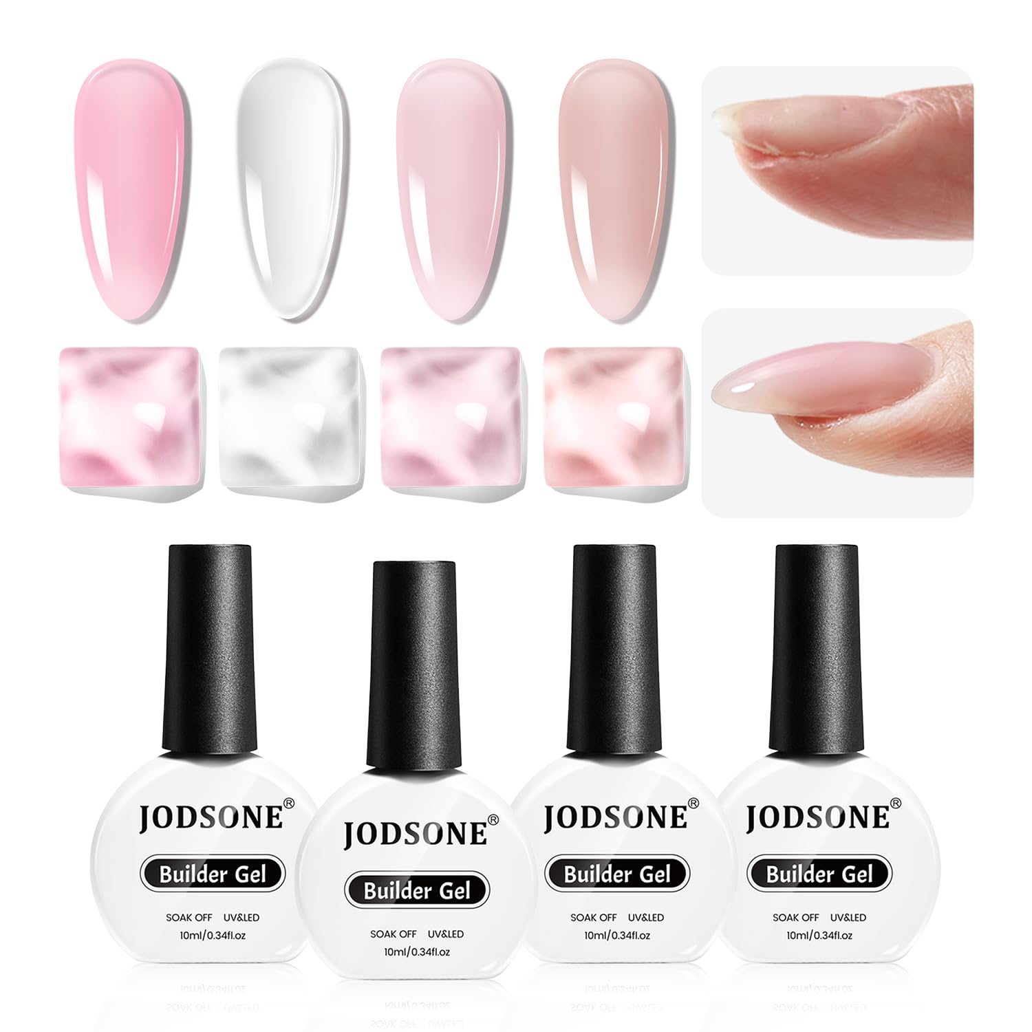 JODSONE front packaging showing four builder gel bottles for versatile use