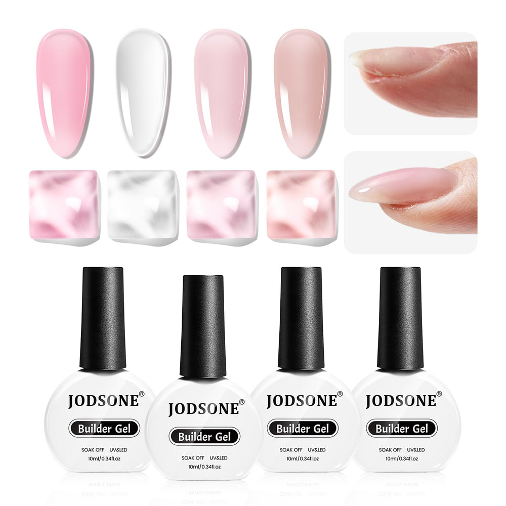 JODSONE front packaging showing four builder gel bottles for versatile use