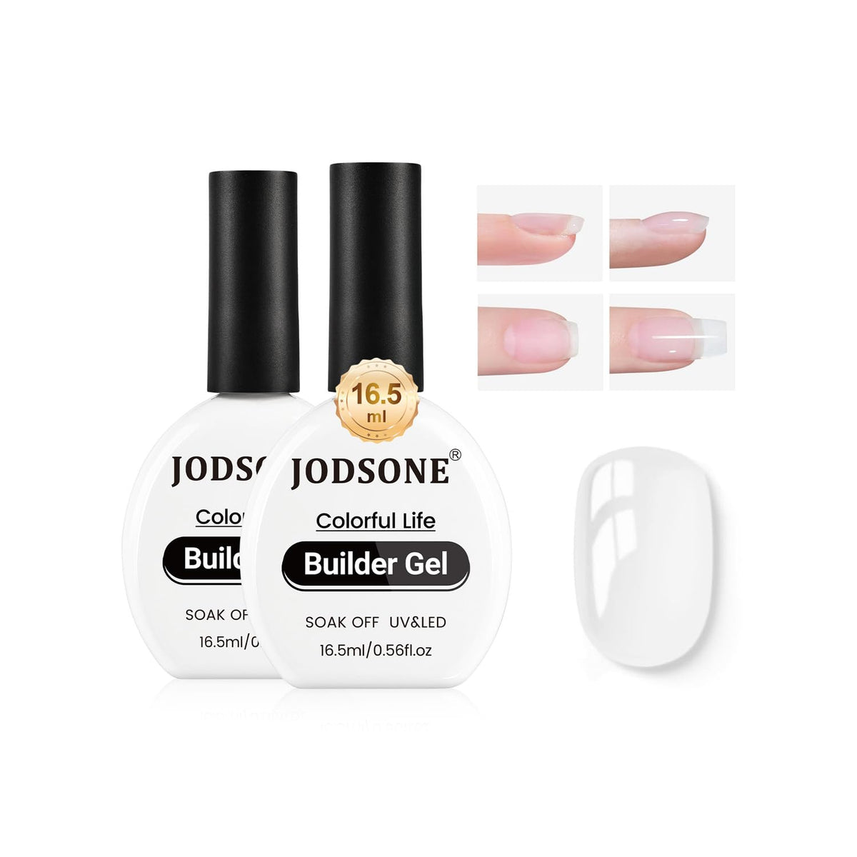JODSONE front packaging showing two builder gel bottles benefits long-lasting strength