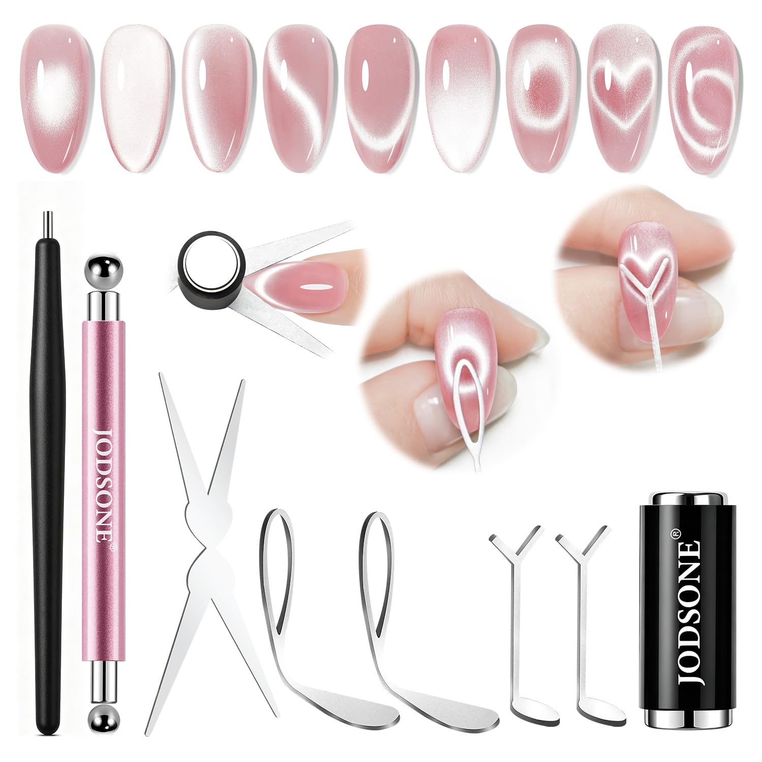 JODSONE front packaging showing complete cat-eye magnet kit and benefits