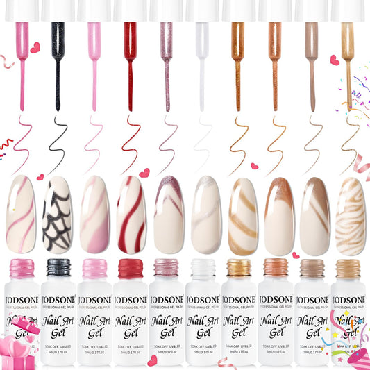 JODSONE front packaging showing ten gel liner bottles and color range for quick selection