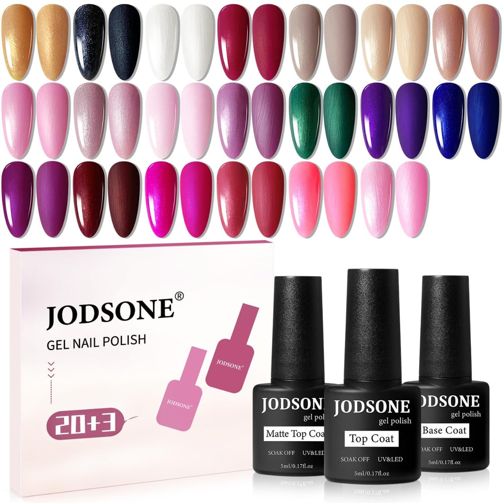 JODSONE kit front packaging showing 20 glitter gel colors and accessories benefit variety