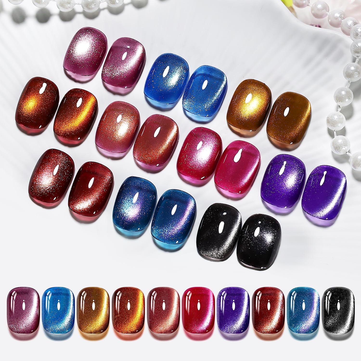 JODSONE front packaging showing 12 colorful cat eye gel bottles and magnet, ideal for gifting