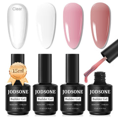 JODSONE front packaging showing four builder gel bottles and brand, displays kit benefits