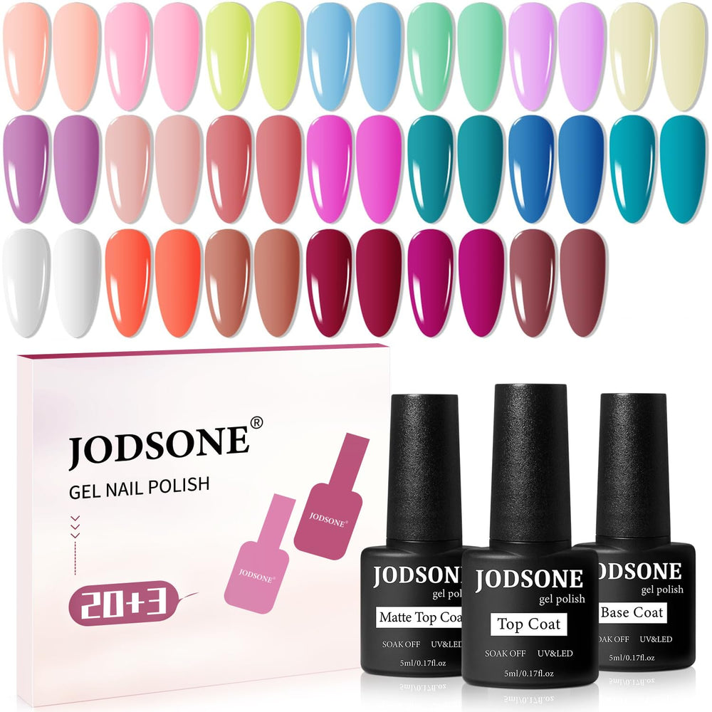 JODSONE front packaging showing 20-color gel kit for gift-ready presentation and convenience