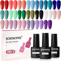 JODSONE front view of 23 gel polish bottles showing color variety and selection benefit