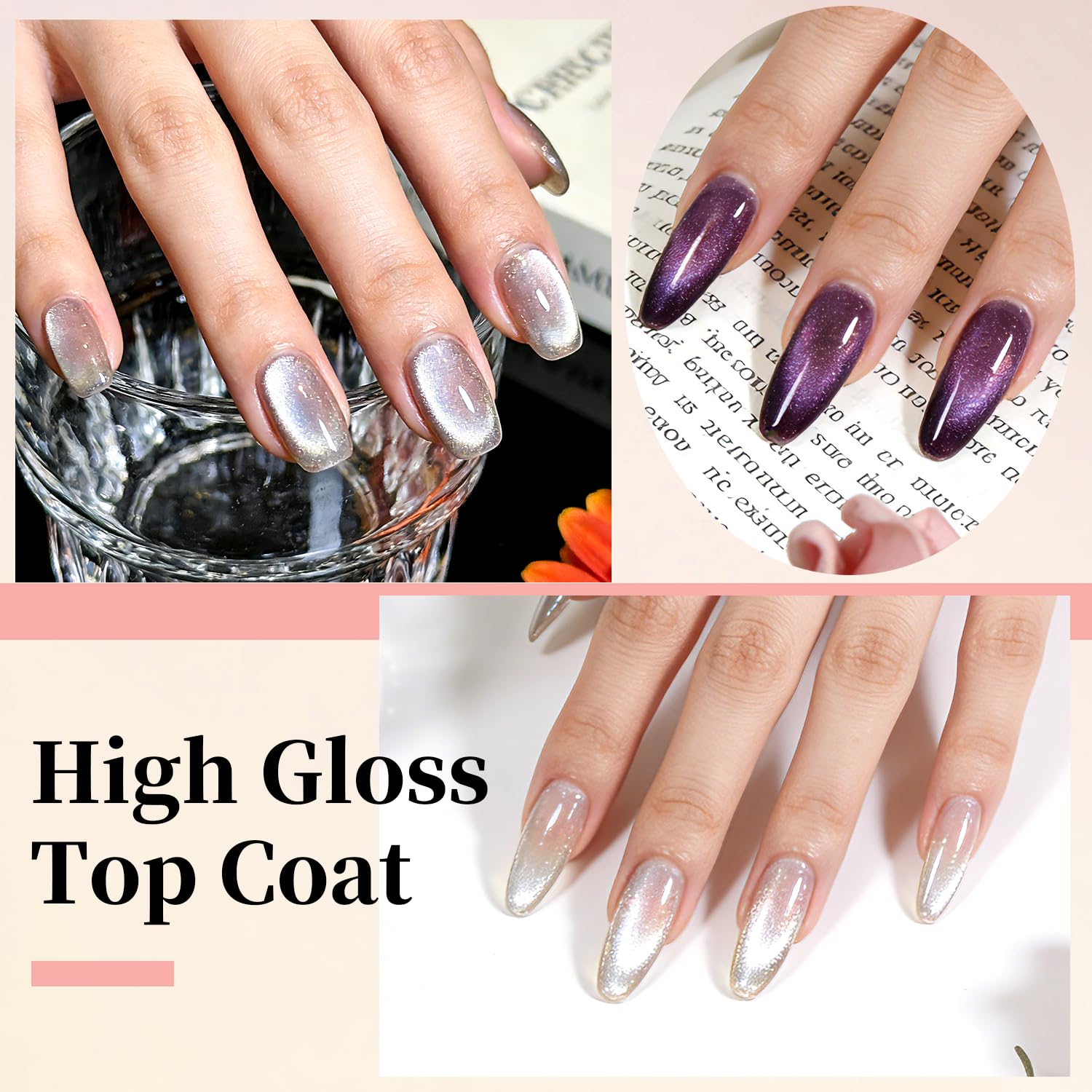 JODSONE cured gel top coat on nails showing mirror shine and protection benefit