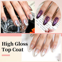 JODSONE cured gel top coat on nails showing mirror shine and protection benefit
