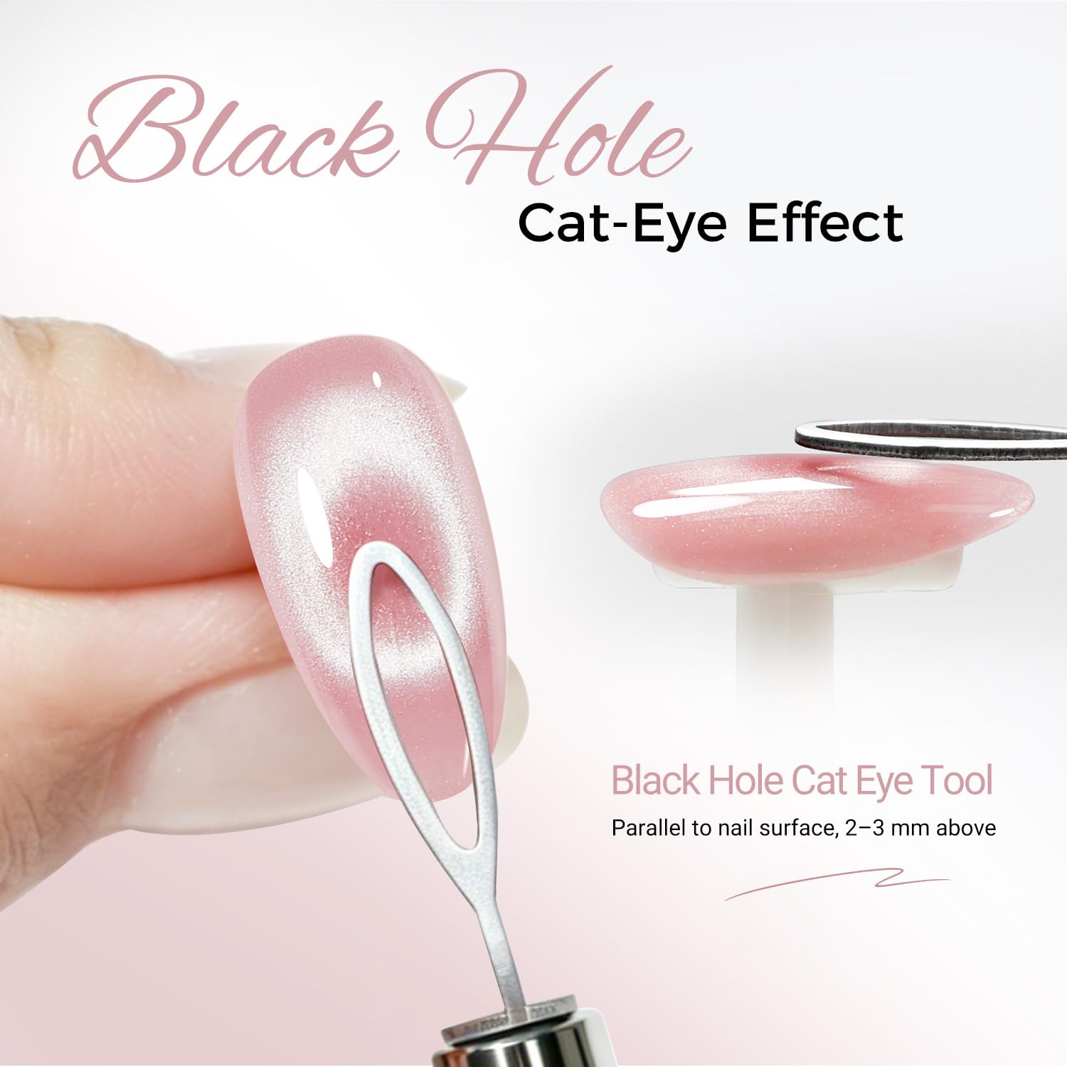 JODSONE heart guide demo nail showing defined shaped cat eye highlight