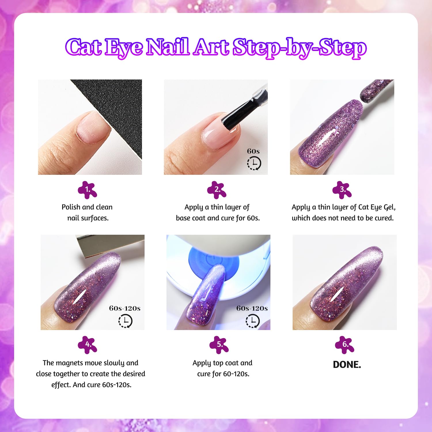 JODSONE in salon-style setting with finished cat-eye nails for professional look inspiration
