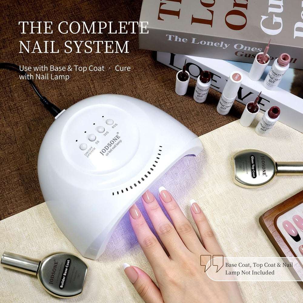 JODSONE single-stroke gel texture applied on nail showing opacity and smooth coverage benefit professional finish