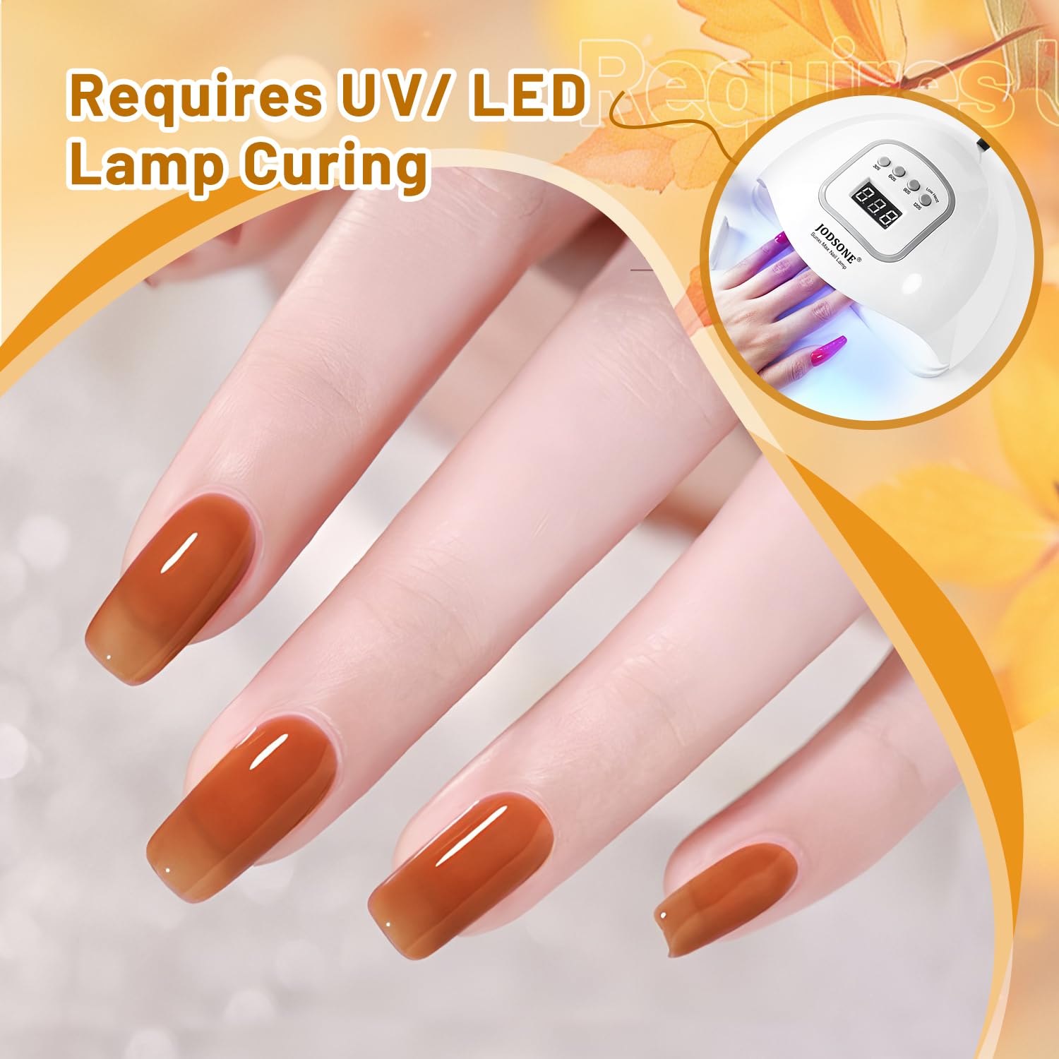 JODSONE nails in use showing gradient ombré manicure, illustrates creative layered results