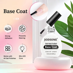 JODSONE no-wipe top coat bottle label indicating glossy protection