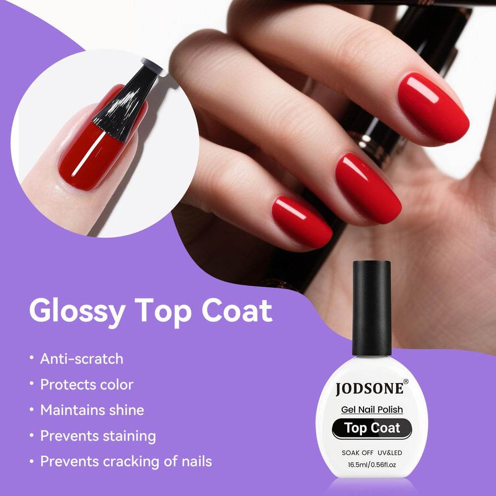 JODSONE no-wipe top coat gloss on manicure for long-lasting shine