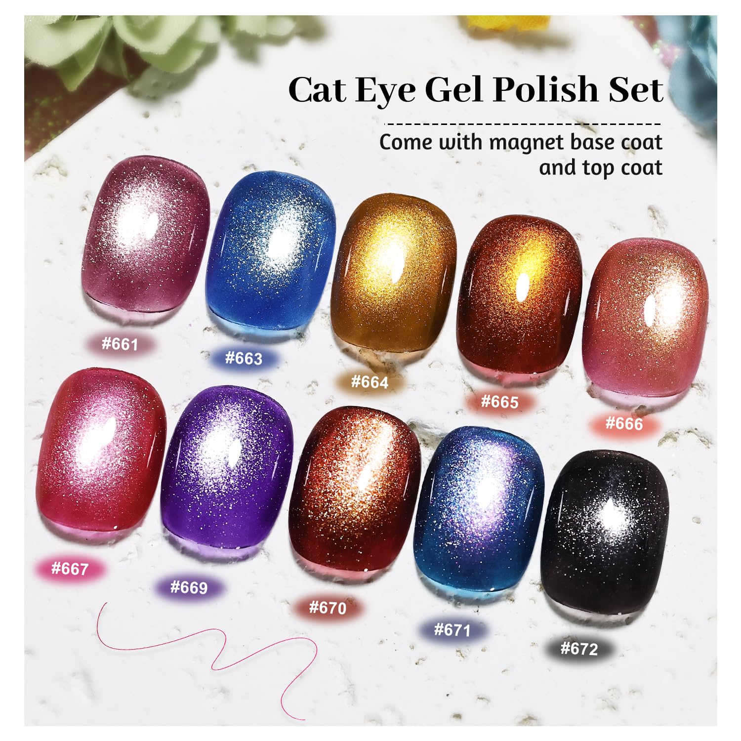 JODSONE open kit with base coat, top coat, magnet and twelve gels organized for quick selection