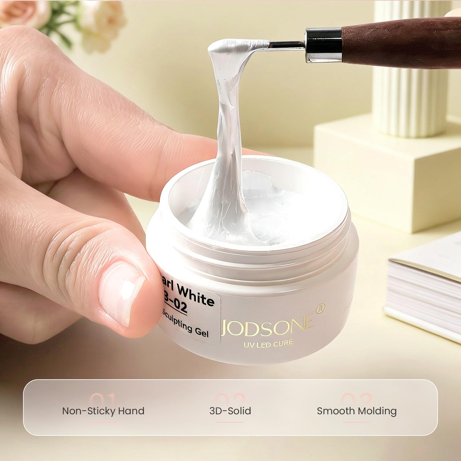 JODSONE gel with glue stick and spatula showing easy application tools benefit