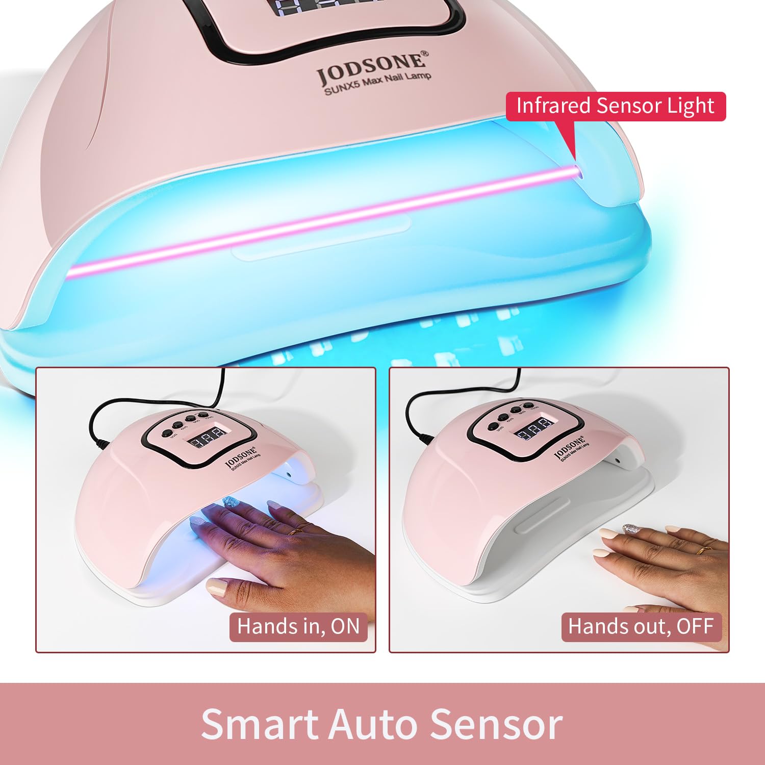 JODSONE lamp sensor activation with hand inserted for hands-free curing