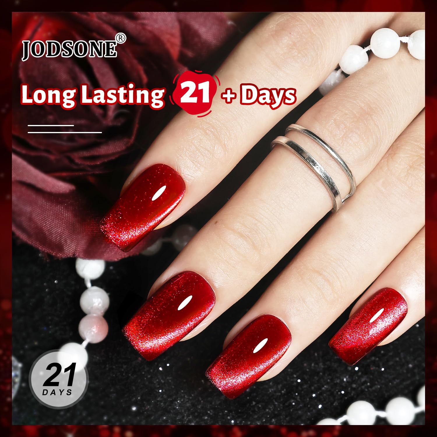 JODSONE LED lamp curing a gel nail displaying quick, professional drying benefit
