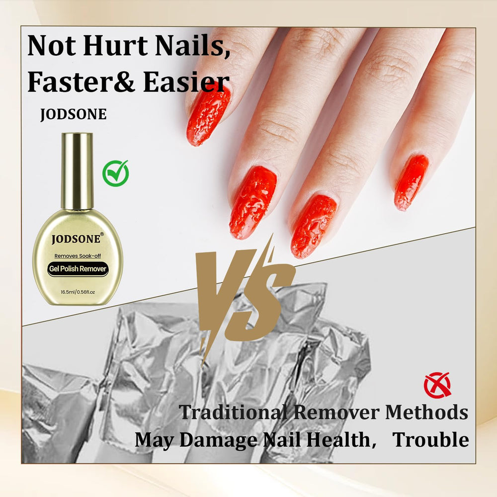 JODSONE before and after gel removal demonstrating cleaner nails
