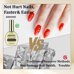 JODSONE before and after gel removal demonstrating cleaner nails