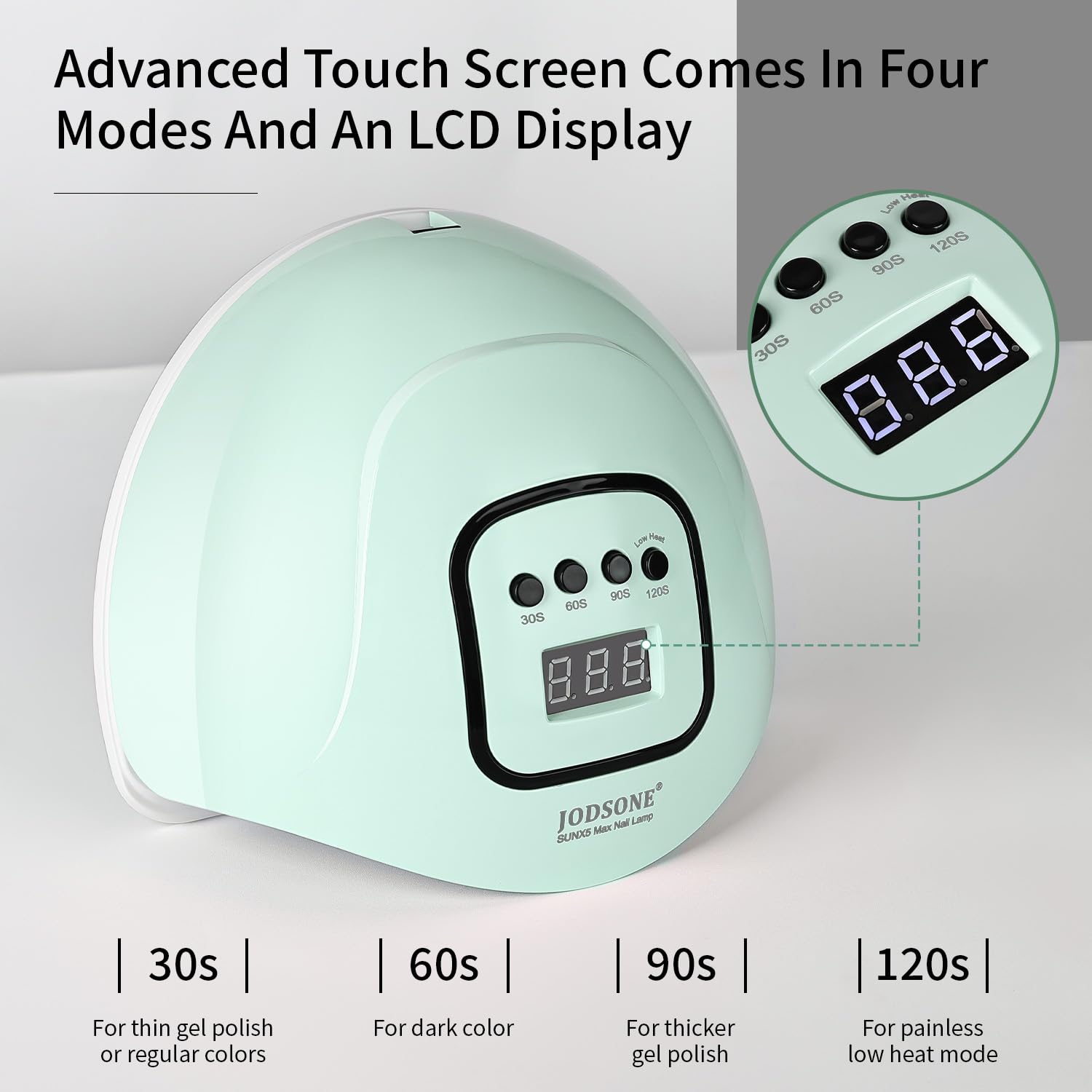 JODSONE inside top showing LED array for even curing across nails benefit