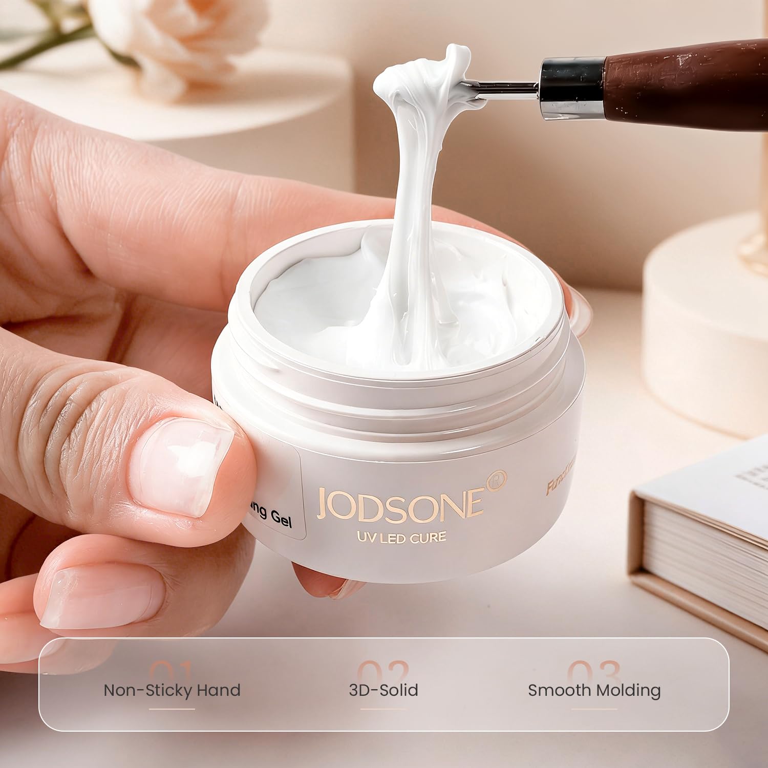 JODSONE molded flower made from gel demonstrating detailed 3D decoration durability