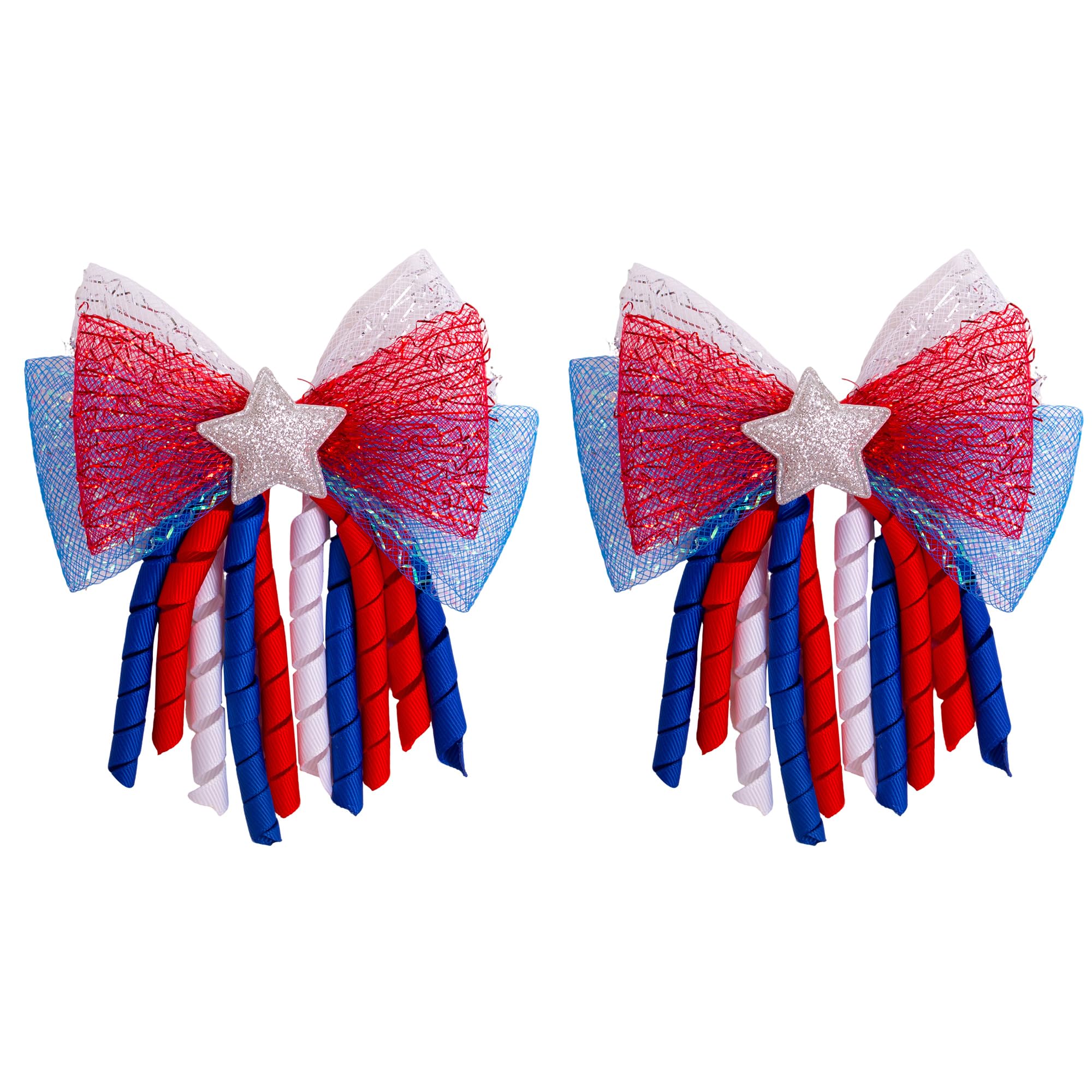Joeysisi front view of large patriotic bow showing bold colors and festive look