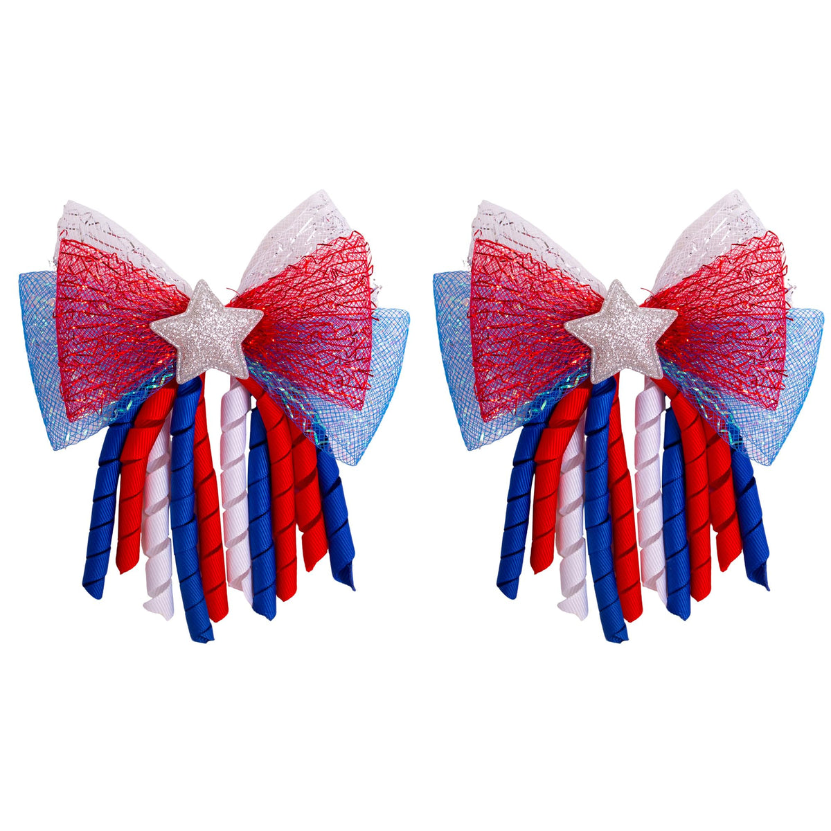 Joeysisi front view of large patriotic bow showing bold colors and festive look