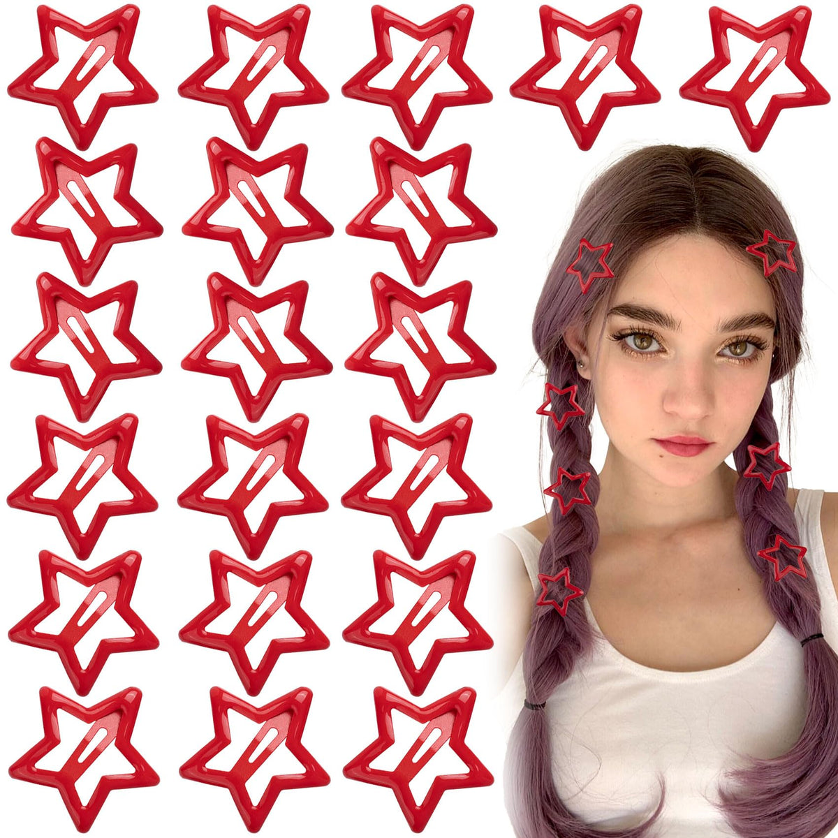 Joez Wonderful front pack of 20 red star clips showing value and variety