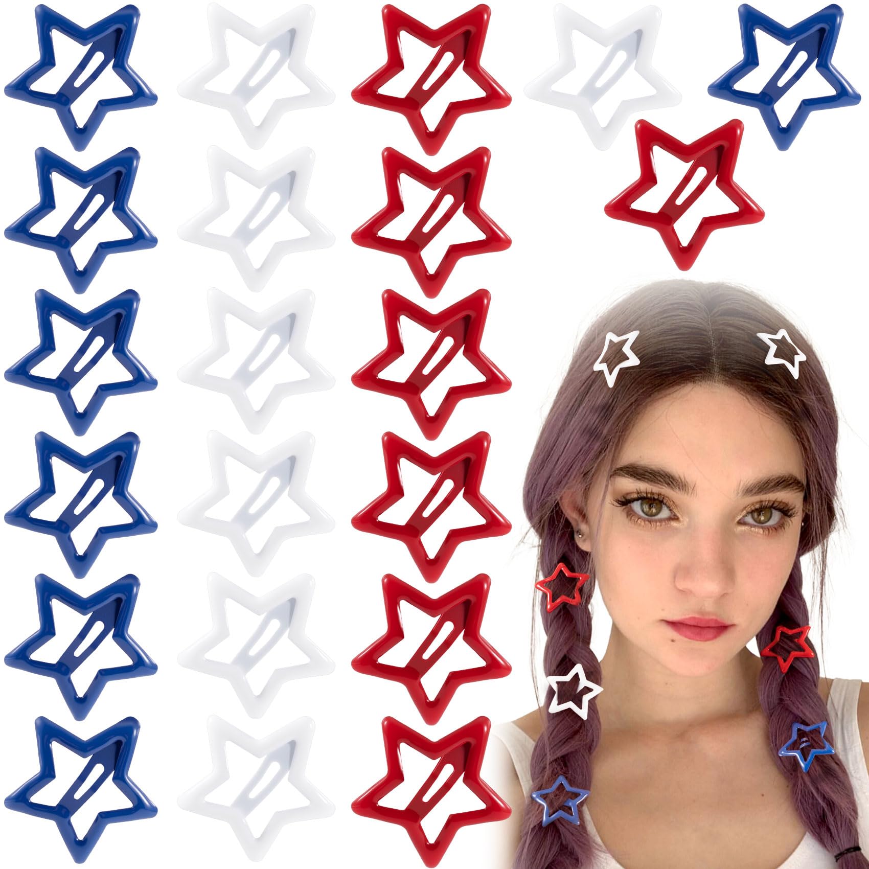Joez Wonderful front view of 21-piece star clip pack showing colors and quantity benefit