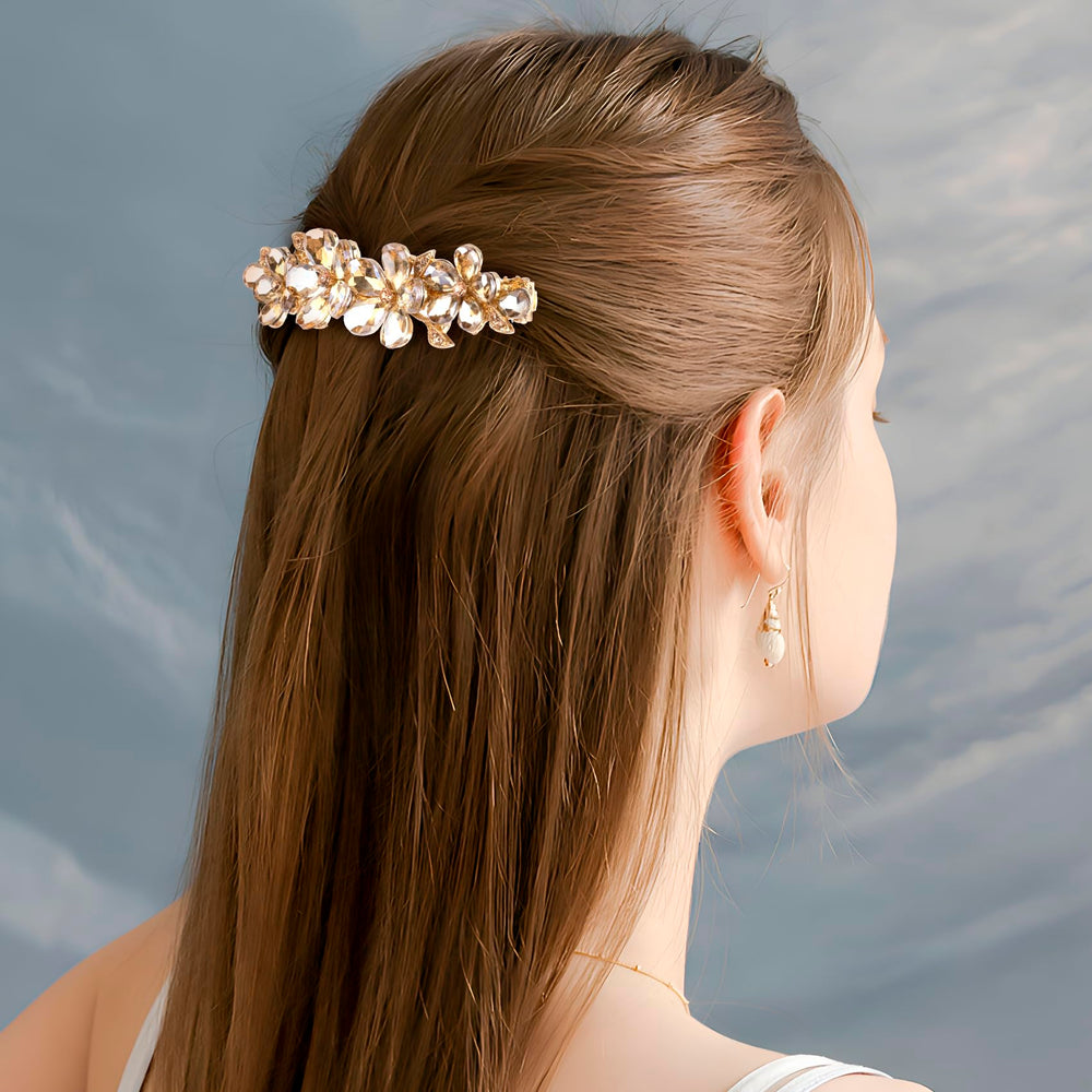 Joez Wonderful clipped in a bridal updo adding shimmer and finishing polish