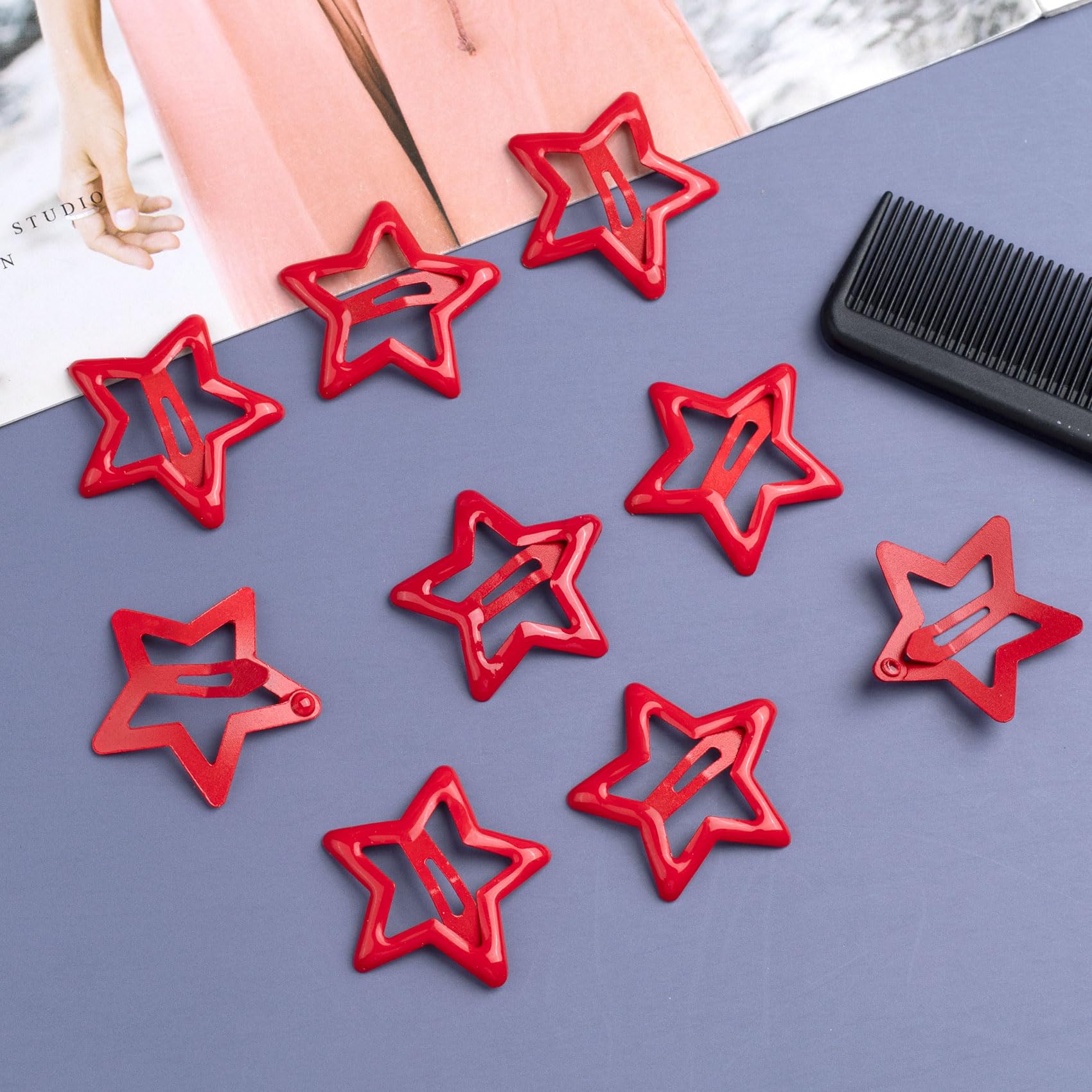 Joez Wonderful red star clips in party look adding playful finishing touch