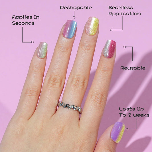 Jofay Fashion close-up of two-color ombre cat eye detail showcases gel depth and shimmer benefit