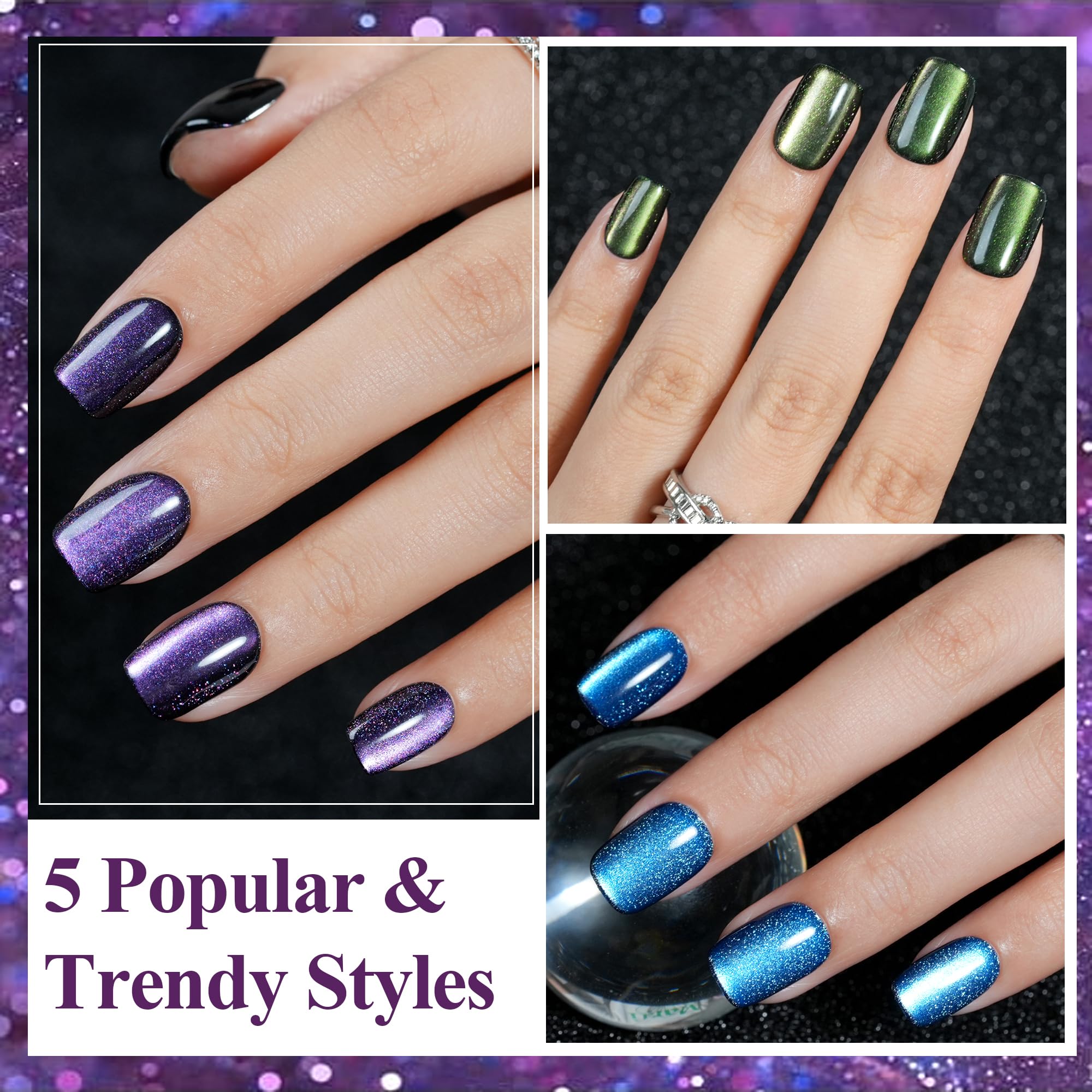 Jofay Fashion neat arrangement of five shades showing color shift versatility