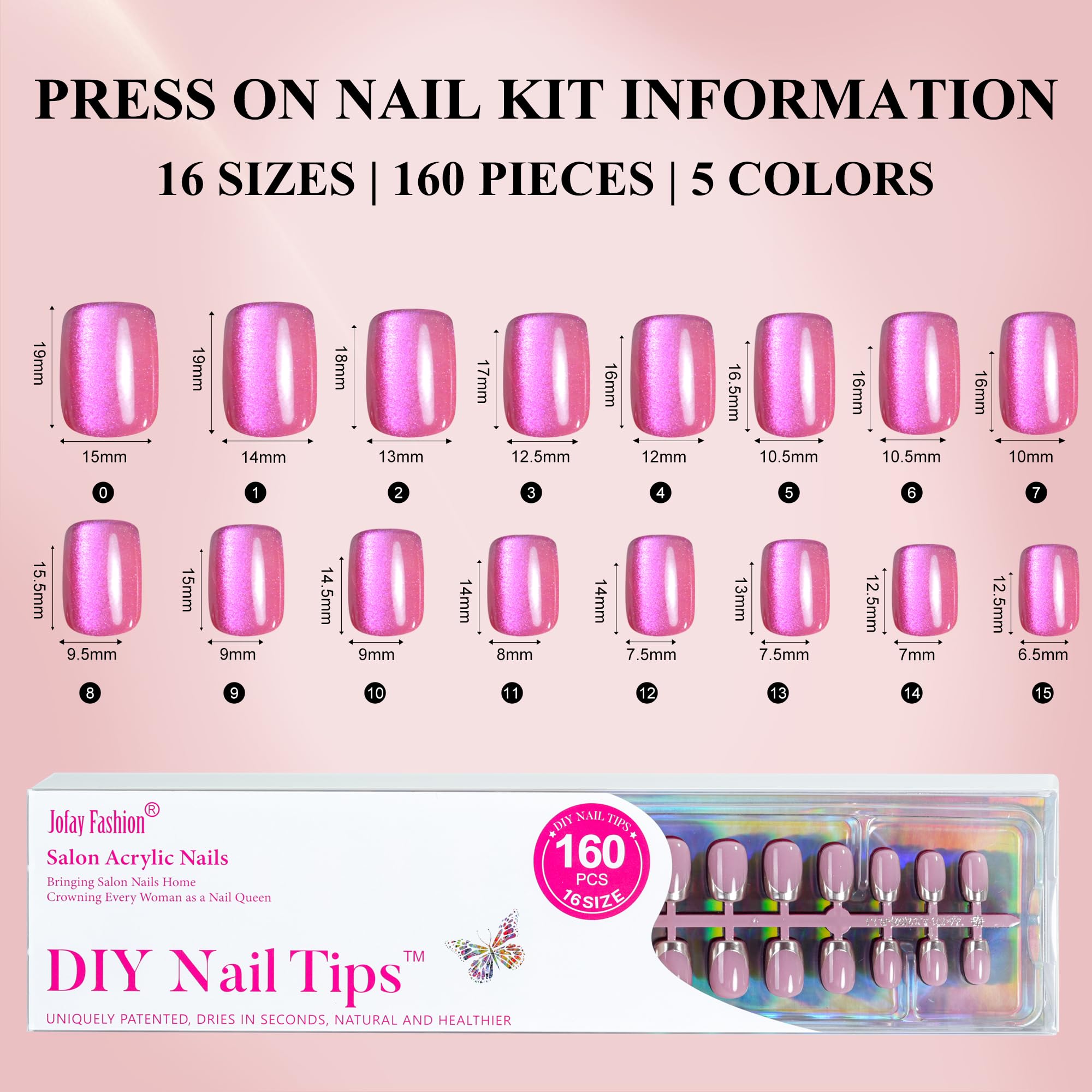 Jofay Fashion size comparison with ruler and hand showing fit variety for precise sizing
