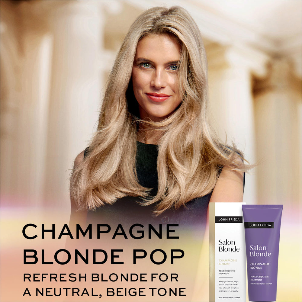 John Frieda before and after comparison showing reduced brassiness benefit